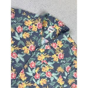 Fair Harbor Shirt Mens Large Gray Floral Hawaiian Button Front Short Sleeve